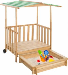 Tectake Piaskownica dla dzieci z werandą i dachem Gretchen - zielony daszek 2