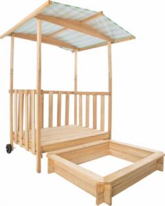 Tectake Piaskownica dla dzieci z werandą i dachem Gretchen - zielony daszek 3