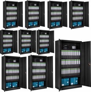 Tectake 10x Szafka na dokumenty z 5 półkami - czarny 1