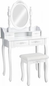 Tectake Toaletka z lustrem i taboretem w stylu antycznym - biały 1