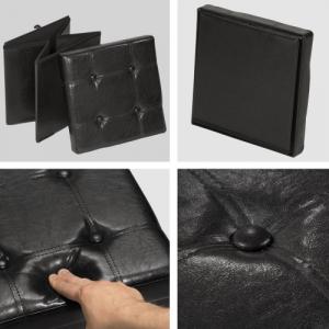 Tectake Składany puf ze schowkiem - czarny 3