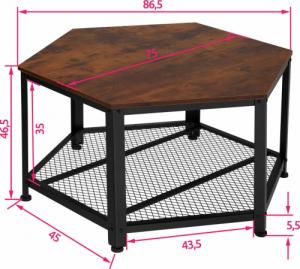 Tectake Stolik kawowy Norwich - industrialny ciemny 5