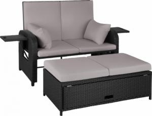 Tectake Sofa rattanowa wypoczynkowa Kreta - czarny/szary 1