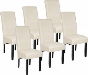 Tectake 6 eleganckie krzesła do jadalni lub salonu - kremowy 1