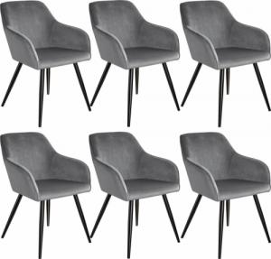 Tectake 6x Krzesło Marilyn, aksamit - szaro-czarne 1