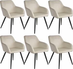 Tectake 6x Krzesło Marilyn, aksamit - kremowy/czarny 1