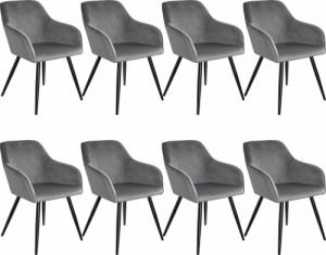 Tectake 8x Krzesło Marilyn, aksamit - szaro-czarne 1