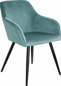 Tectake Krzesło Marilyn, aksamit - turkusowy/czarny 1