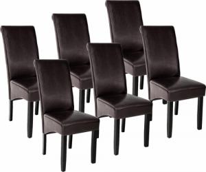 Tectake 6 eleganckie krzesła do jadalni lub salonu - brązowy 1