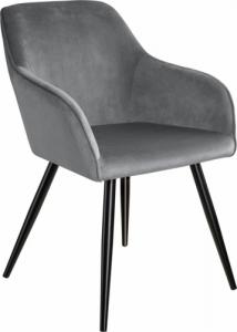 Tectake Krzesło Marilyn, aksamit - szaro-czarne 1
