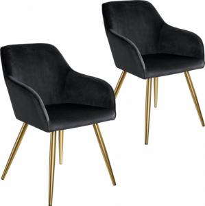 Tectake 2x krzesło Marilyn, aksamit złoty - czarny/złoty 1