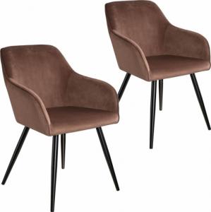 Tectake 2x Krzesło Marilyn, aksamit - brązowo-czarne 1