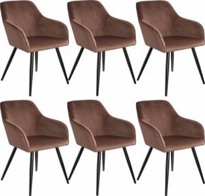 Tectake 6x Krzesło Marilyn, aksamit - brązowo-czarne 1
