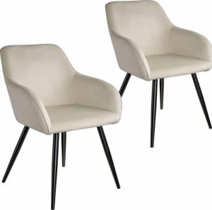 Tectake 2x Krzesło Marilyn, aksamit - kremowy/czarny 1