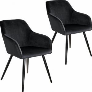 Tectake 2x Krzesło Marilyn, aksamit - czarny 1