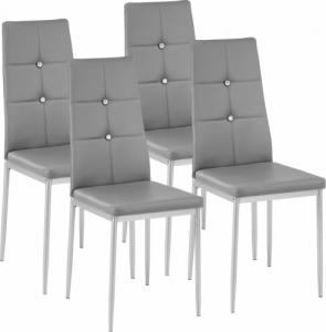 Tectake Zestaw 4 stylowych krzeseł - szary 1