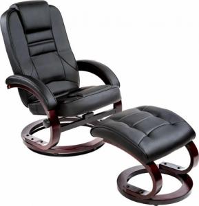 Tectake Obrotowy fotel wypoczynkowy z podnóżkiem Gandalf - czarny 1