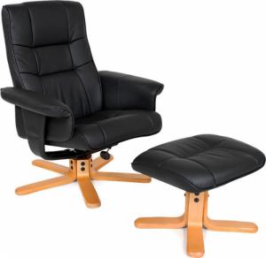 Tectake Fotel wypoczynkowy z podnóżkiem - czarny/beżowy 1