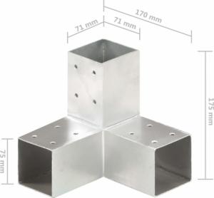 vidaXL Łączniki w kształcie Y, 4 szt., galwanizowany metal, 71x71 mm 6