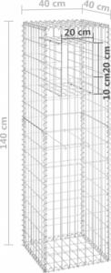 vidaXL Słupek gabionowy, 40x40x140 cm, żelazo 6