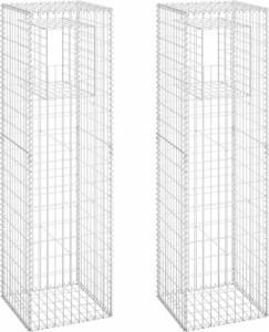 vidaXL Słupki gabionowe, 2 szt., 50x50x180 cm, żelazo 2