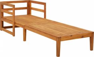 vidaXL Leżak z kremową poduszką, lite drewno akacjowe 2