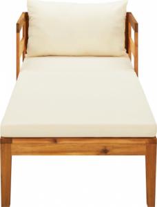 vidaXL Leżak z kremową poduszką, lite drewno akacjowe 3