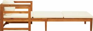 vidaXL Leżak z kremową poduszką, lite drewno akacjowe 4
