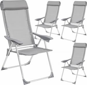 Tectake 4 x Składany fotel ogrodowy, krzesło turystyczne - szary 1