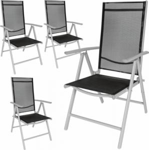 Tectake 4 x Krzesło ogrodowe składane - czarny/srebrny 1