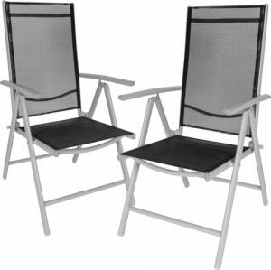 Tectake 2 x Krzesło ogrodowe składane - czarny/srebrny 1