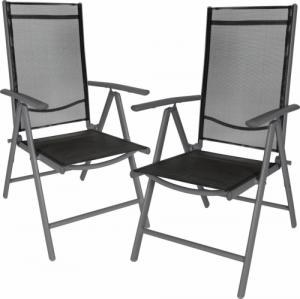 Tectake 2 x Krzesło ogrodowe składane - czarny/antracyt 1