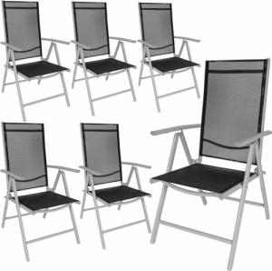 Tectake 6 x Krzesło ogrodowe składane - czarny/srebrny 1