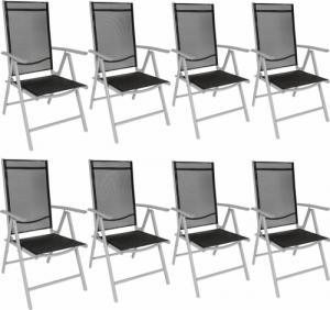 Tectake 8 x Krzesło ogrodowe składane - czarny/srebrny 1