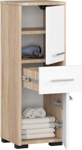 Fabryka Mebli Akord SZAFKA - SŁUPEK REGAŁ ŁAZIENKOWY FIN 2D 1SZ DĄB SONOMA / BIAŁA 2