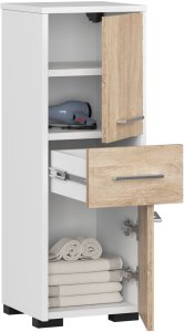 Fabryka Mebli Akord SZAFKA - SŁUPEK REGAŁ ŁAZIENKOWY FIN 2D 1SZ BIAŁY / SONOMA 4