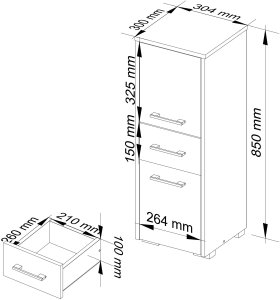 Fabryka Mebli Akord SZAFKA - SŁUPEK REGAŁ ŁAZIENKOWY FIN 2D 1SZ BIAŁY / SONOMA 5