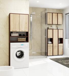 Fabryka Mebli Akord SŁUPEK REGAŁ ŁAZIENKOWY FIN NAD PRALKĘ WENGE / SONOMA 3