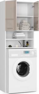 Fabryka Mebli Akord Słupek regał łazienkowy FIN nad pralkę - biały-cappuccino połysk - 2 drzwi 2