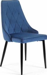 Fabryka Mebli Akord 4x Welurowe krzesło tapicerowane pikowane SJ.054 Granatowe 1