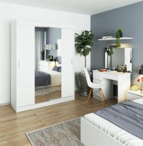 Fabryka Mebli Akord TOALETKA KOSMETYCZNA Z LUSTREM T-6/SL 900x600 LEWA BIAŁA 4