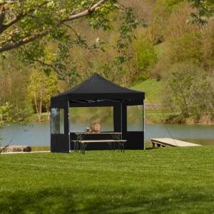 Tectake Składany pawilon Olivia 3x3 m z 4 bokami - czarny 2