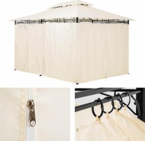 Tectake Pawilon namiot ogrodowy Luxus 4x3m z 6 ścianami - kremowy 1