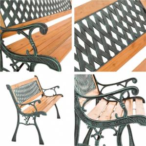 Tectake Ławka ogrodowa parkowa drewniana z żeliwnymi elementami - brązowy 5