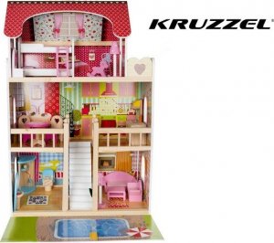 Iso Trade Drewniana willa dla lalek z basenem (D11251) 14