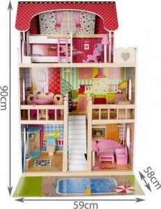 Iso Trade Drewniana willa dla lalek z basenem (D11251) 15