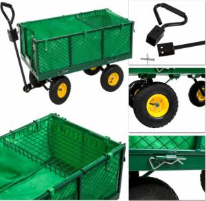 Tectake Wózek transportowy ogrodowy z półką maks. 550 kg - zielony 3