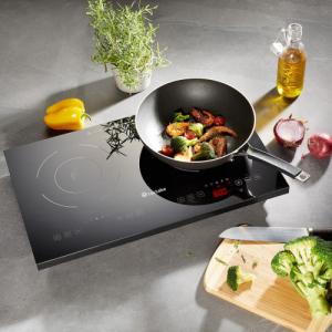 Płyta wolnostojąca Tectake Przenośna płyta indukcyjna, podwójna, 3500 W - czarny 2