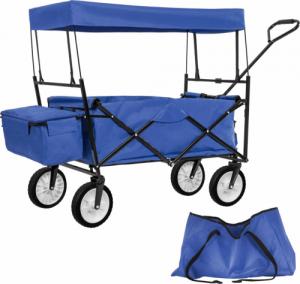 Tectake Składany wózek transportowy z dachem i torbą do przenoszenia - niebieski 1