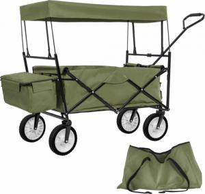 Tectake Składany wózek transportowy z dachem i torbą do przenoszenia - zielony 1